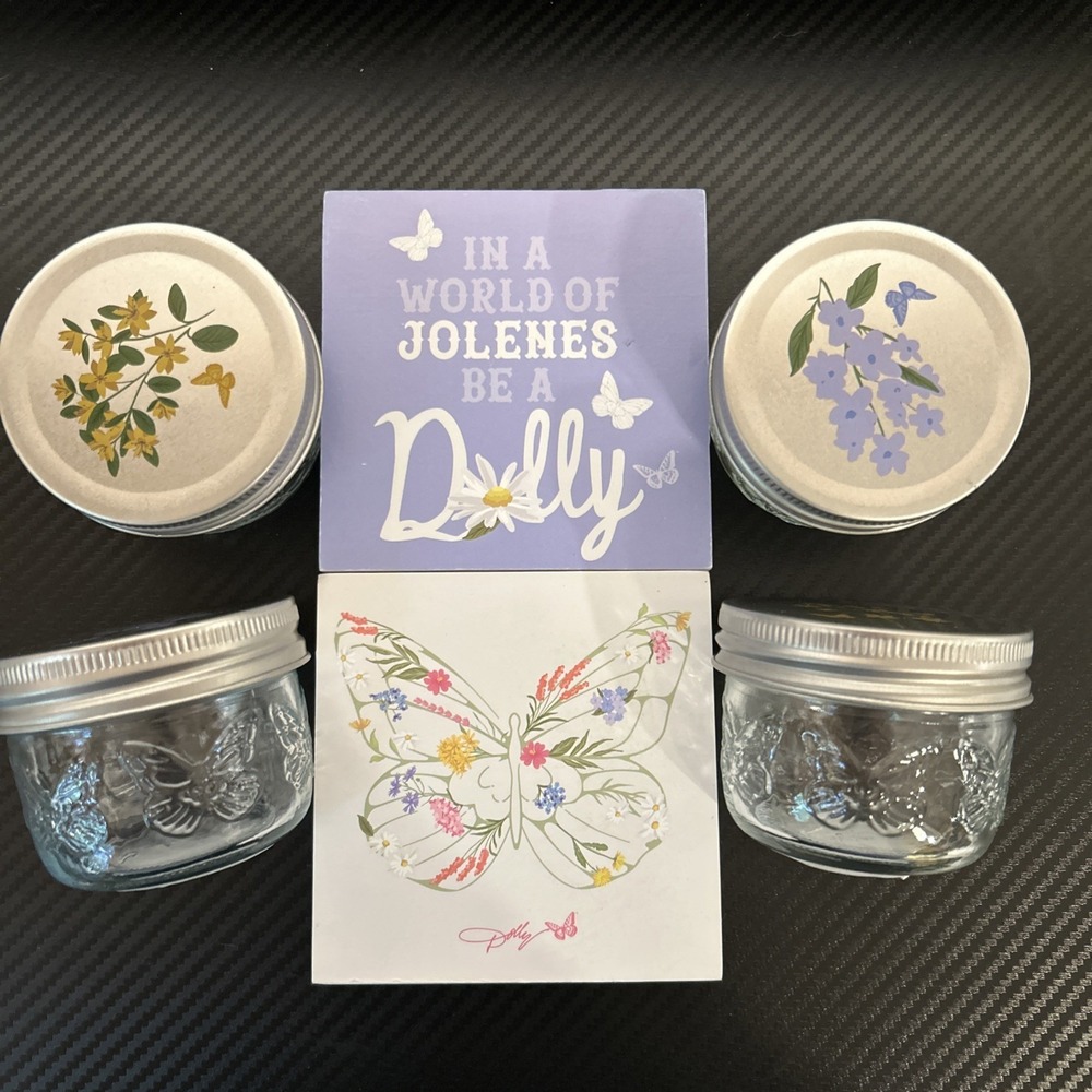 Dolly Parton Wildflower Spring 2026 Collection 2 4x4 Wood Block  & 4 Small Jars
